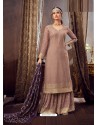 Light Brown Designer Pure Georgette Party Wear Palazzo Suit