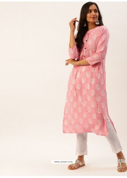 Pink Designer Printed Casual Wear Kurti