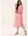 Pink Designer Printed Casual Wear Kurti