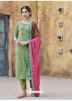 Green Latest Readymade Designer Party Wear Straight Salwar Suit