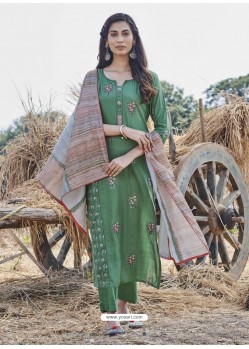 Forest Green Latest Readymade Designer Party Wear Straight Salwar Suit