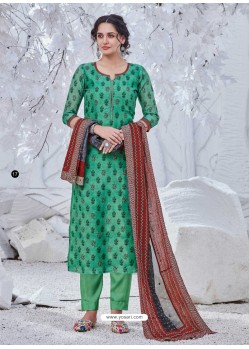 Jade Green Latest Readymade Designer Party Wear Straight Salwar Suit