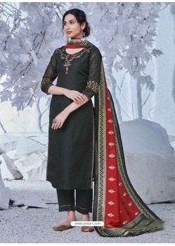 Black Latest Readymade Designer Party Wear Straight Salwar Suit
