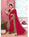 Crimson Heavy Designer Party Wear Vichitra Sari