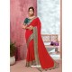 Red Heavy Designer Party Wear Vichitra Sari