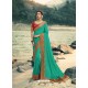 Aqua Mint Designer Party Wear Vichitra Silk Sari