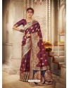 Maroon Designer Traditional Wear Banarasi Silk Sari
