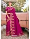 Medium Violet Stylish Party Wear Embroidered Designer Wedding Sari