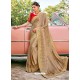 Beige Stylish Party Wear Embroidered Designer Wedding Sari
