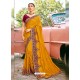Mustard Stylish Party Wear Embroidered Designer Wedding Sari