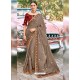 Taupe Stylish Party Wear Embroidered Designer Wedding Sari