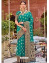 Turquoise Designer Traditional Wear Silk Sari