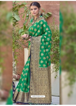 Forest Grey Designer Traditional Wear Silk Sari