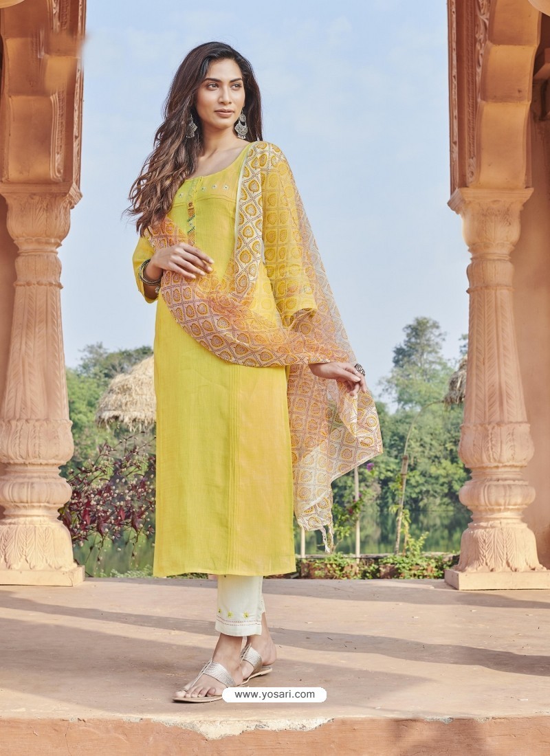 Lemon Fabulous Readymade Designer Party Wear Straight Salwar Suit