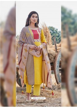 Yellow Fabulous Readymade Designer Party Wear Straight Salwar Suit