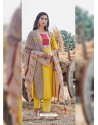 Yellow Fabulous Readymade Designer Party Wear Straight Salwar Suit