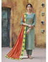 Olive Green Fabulous Readymade Designer Party Wear Straight Salwar Suit