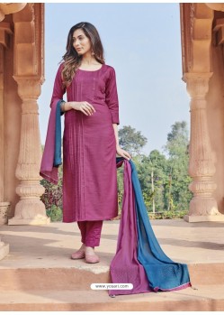 Medium Violet Fabulous Readymade Designer Party Wear Straight Salwar Suit
