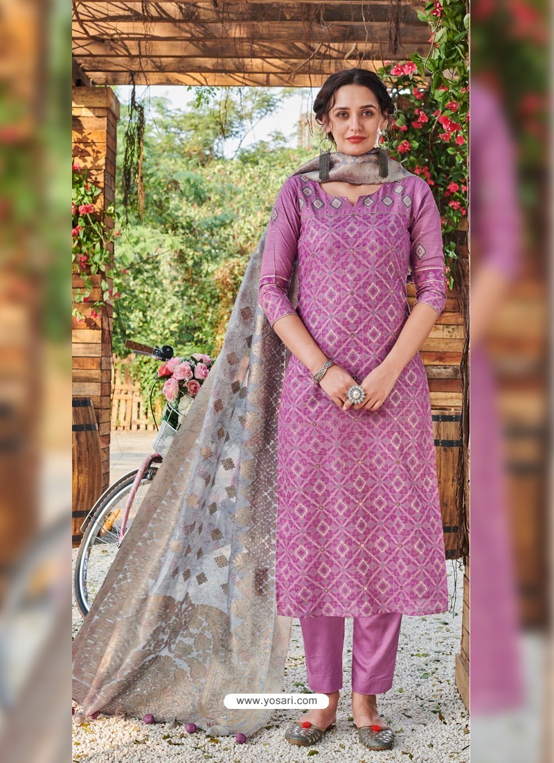 Magenta Fabulous Readymade Designer Party Wear Straight Salwar Suit