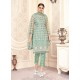 Grayish Green Party Wear Designer Butterfly Net Straight Salwar Suit