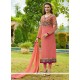 Vivacious Embroidered Work Hot Pink Brasso Designer Straight Salwar Kameez