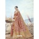 Pink Embroidered Designer Classic Wear Banarasi Silk Sari