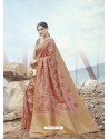 Pink Embroidered Designer Classic Wear Banarasi Silk Sari