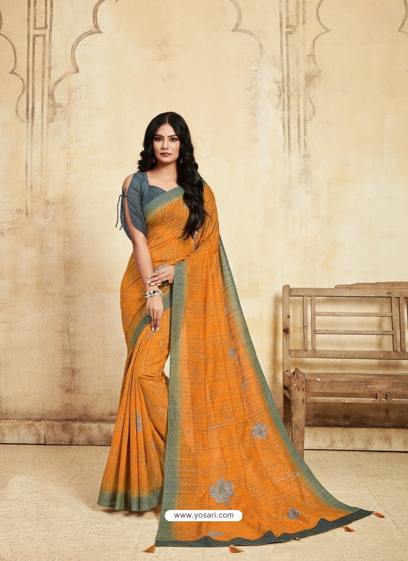 Orange Glorious Designer Party Wear Sari