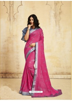 Hot Pink Glorious Designer Party Wear Sari