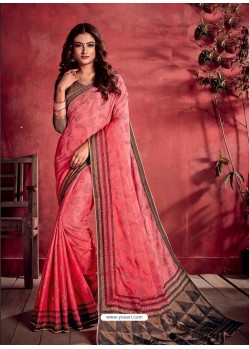 Light Red Ravishing Designer Party Wear Art Silk Sari