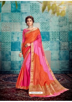 Orange Stunning Designer Party Wear Sari