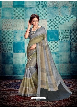 Grey Stunning Designer Party Wear Sari