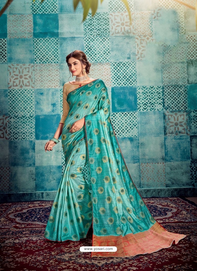 Firozi Stunning Designer Party Wear Sari