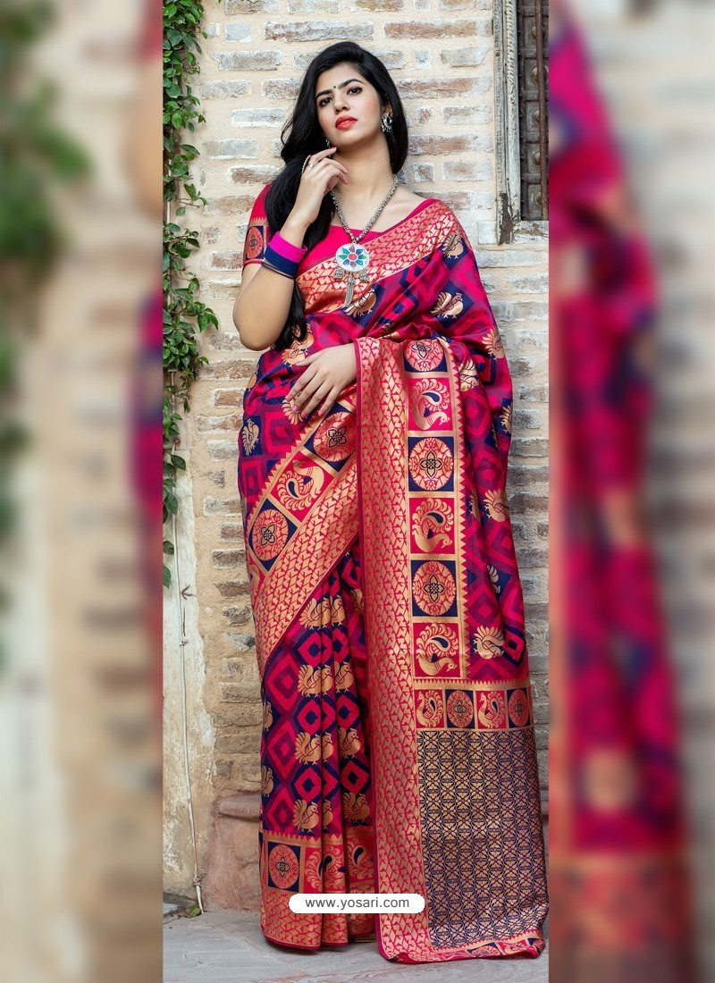 Multi Colour Weaving Designer Classic Wear Banarasi Silk Sari