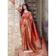 Orange Weaving Designer Classic Wear Banarasi Silk Sari