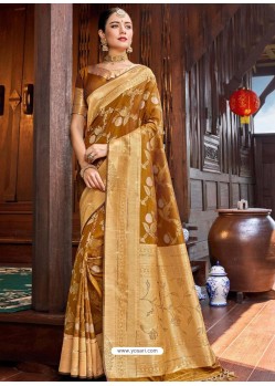 Marigold Weaving Designer Traditional Wear Silk Sari