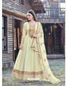 Light Yellow Heavy Embroidered Designer Dola Silk Anarkali Suit