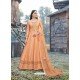 Light Orange Heavy Embroidered Designer Dola Silk Anarkali Suit