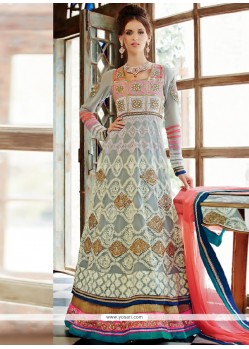 Eyeful Grey And Pink Shaded Net Anarkali Suits