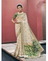 Gorgeous Cream Designer Party Wear Soft Art Silk Sari