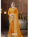 Yellow Designer Party Wear Embroidered Georgette Sari