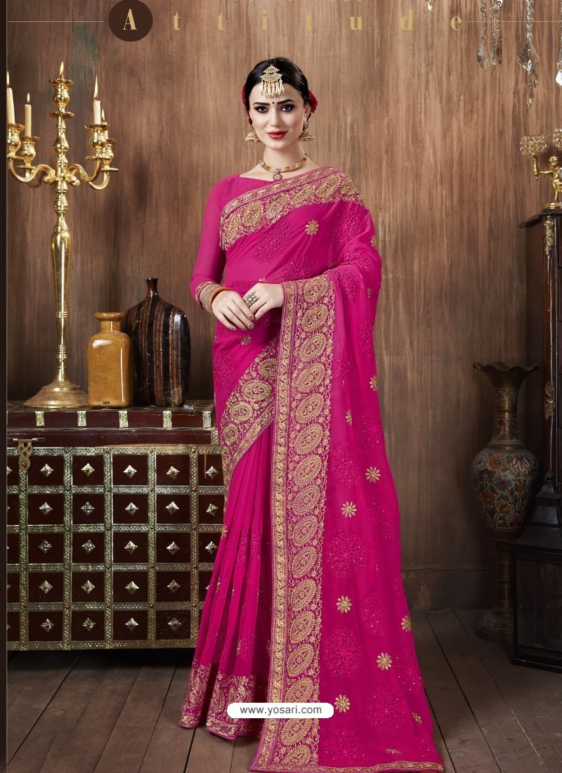 Rani Designer Party Wear Embroidered Georgette Sari