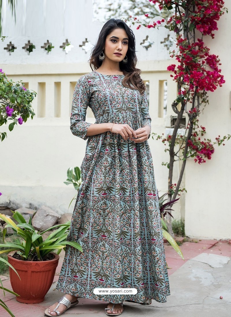 SUMMER COLLECTION LONG KURTI GEORGETTE FABRIC WITH DIGITAL PRINTED WORK  BLACK  Ethnic Garment