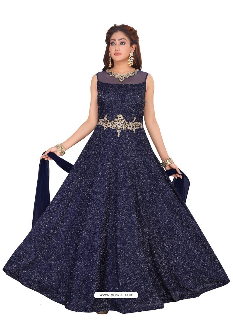 Navy Blue Fabulous Readymade Designer Party Wear Anarkali Suit