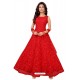 Red Fabulous Readymade Designer Party Wear Anarkali Suit