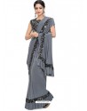 Grey Sensational Designer Party Wear Imported Lycra Sari