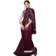 Wine Sensational Designer Party Wear Imported Lycra Sari