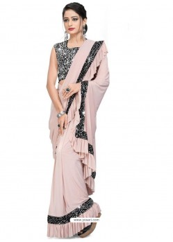 Baby Pink Sensational Designer Party Wear Imported Lycra Sari