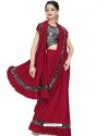 Red Sensational Designer Party Wear Imported Lycra Sari