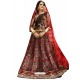 Red Heavy Embroidered Designer Party Wear Lehenga